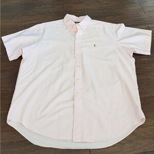 Ralph Lauren Men’s Classic Fit Cotton Striped Button-Down Shirt Pink White XL